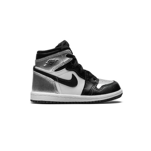 New‎ Jordan Kids 1 High OG "Silver Toe" sneakers Kids Size 9C - Picture 1 of 9